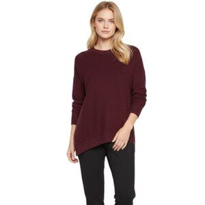 Athleta Rest Day Asymmetrical Sweater S Cotton Silk Ribbed Knit Plum Soft